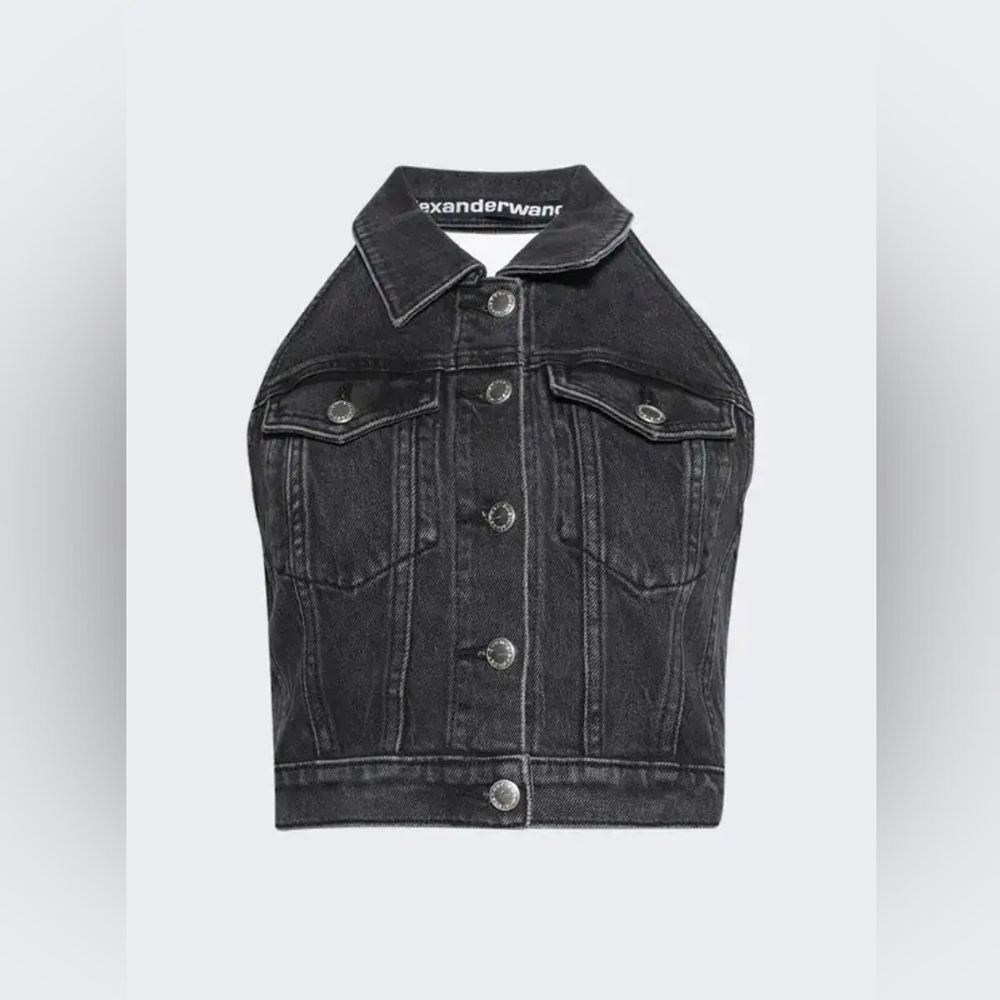 BB5. NWT ALEXANDER WANG STRETCH DENIM HALTER VEST